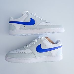 Nike Court Vision Men Low Athletic Shoes Photon Dust, White, Racer Blue